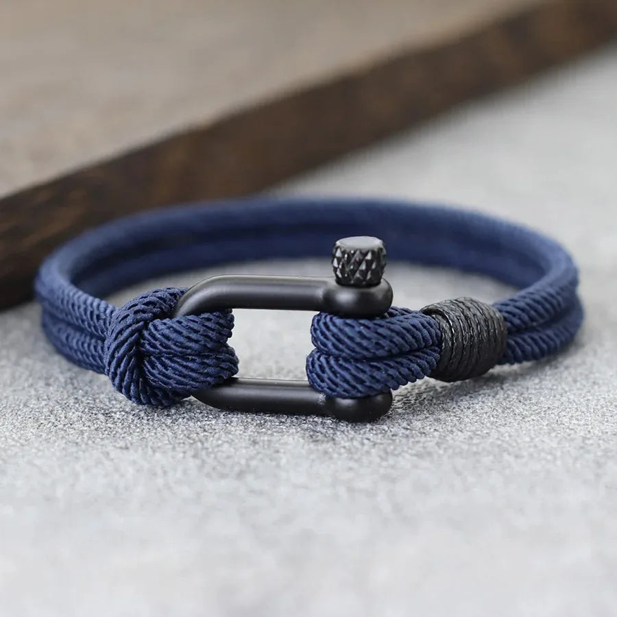 Bracelet with Detachable Buckle Nautical Wrap Braclet Bilayer Thread Bicycle Braslet Armband Herren