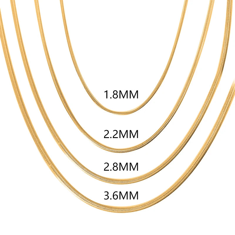 Snake Chain Women Necklace Choker Stainless Steel Herringbone Gold Color Chain Necklace for Women Jewelry Gift