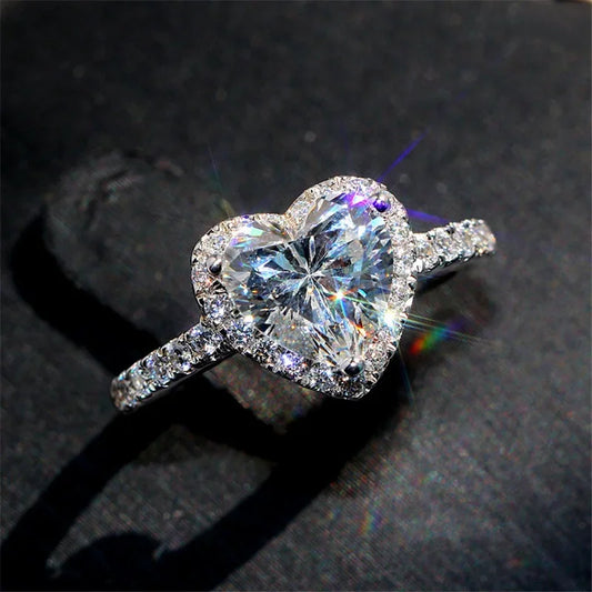 Ring for Women Exquisite Fashion Metal Inlaid White Zircon Stones Wedding Ring Engagement Jewelry