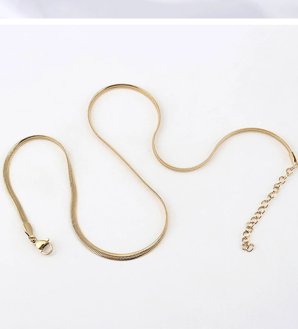 Snake Chain Women Necklace Choker Stainless Steel Herringbone Gold Color Chain Necklace for Women Jewelry Gift