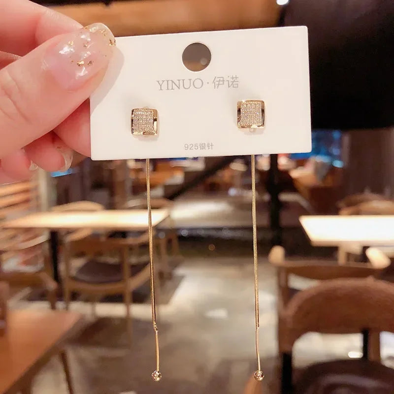 Fashion Gold Color Pearl Irregular for Women Korean Design Rhinestone Round Geometric Earring Trendy Party Girls Gifts Jewelry