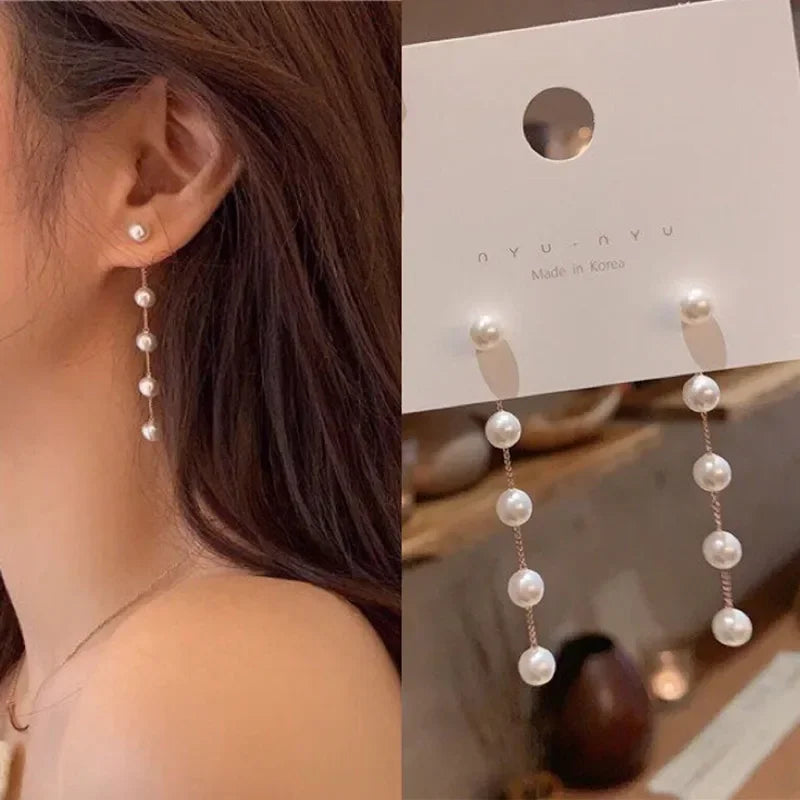 Fashion Gold Color Pearl Irregular for Women Korean Design Rhinestone Round Geometric Earring Trendy Party Girls Gifts Jewelry