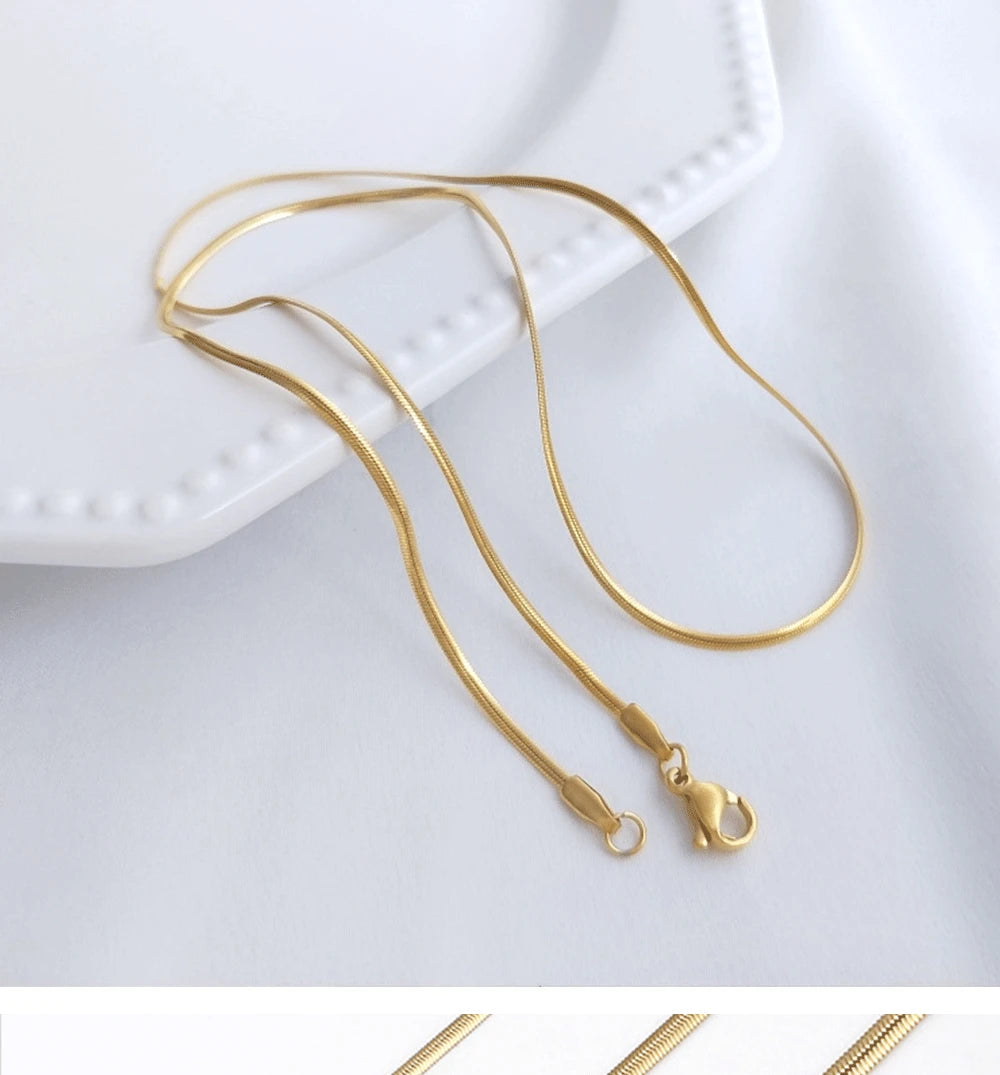 Snake Chain Women Necklace Choker Stainless Steel Herringbone Gold Color Chain Necklace for Women Jewelry Gift