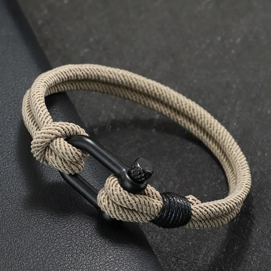 Bracelet with Detachable Buckle Nautical Wrap Braclet Bilayer Thread Bicycle Braslet Armband Herren