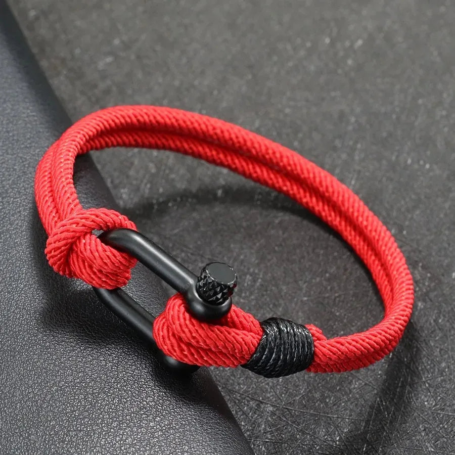 Bracelet with Detachable Buckle Nautical Wrap Braclet Bilayer Thread Bicycle Braslet Armband Herren