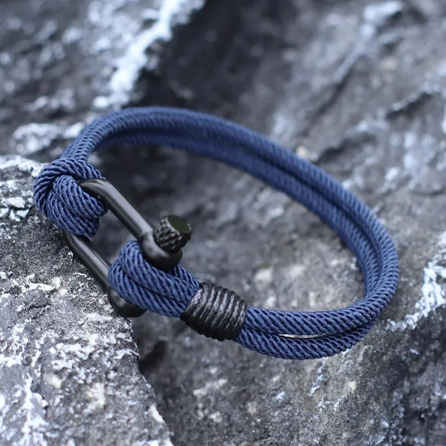 Bracelet with Detachable Buckle Nautical Wrap Braclet Bilayer Thread Bicycle Braslet Armband Herren