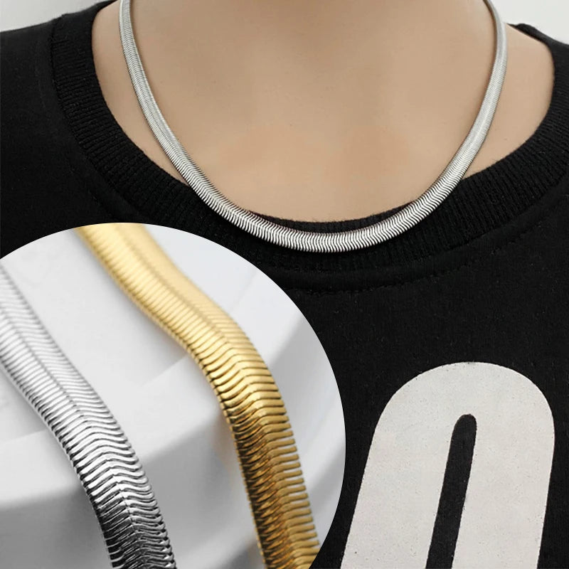Snake Chain Women Necklace Choker Stainless Steel Herringbone Gold Color Chain Necklace for Women Jewelry Gift