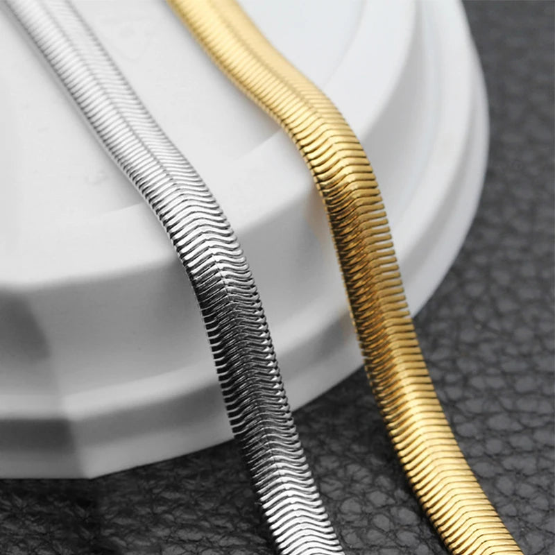 Snake Chain Women Necklace Choker Stainless Steel Herringbone Gold Color Chain Necklace for Women Jewelry Gift