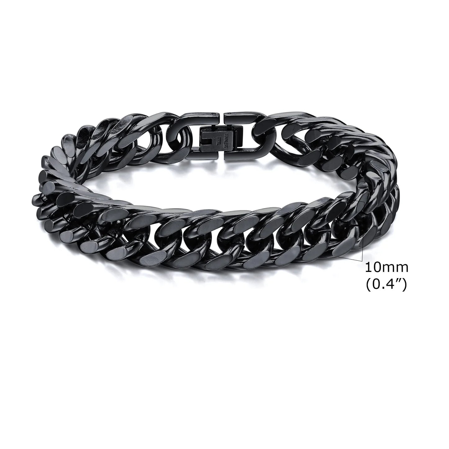 Men's Stainless Steel 7/8/9/10/12/15MM Link Chain Miami Cuban Bracelets for Male Boys Jewelry, 19cm/21.5cm, Gift for Dad