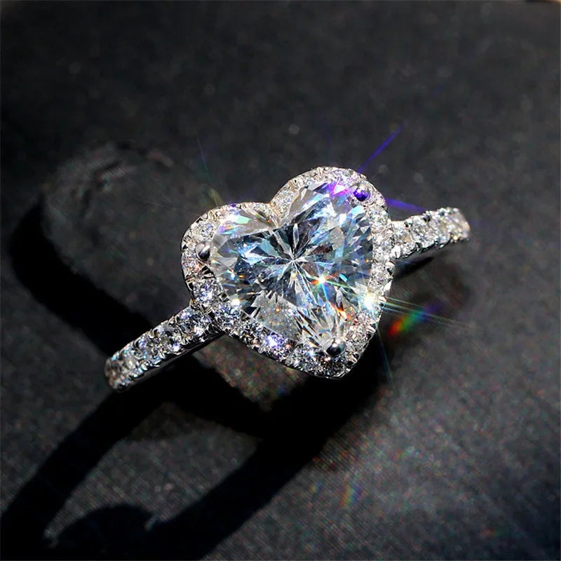 Ring for Women Exquisite Fashion Metal Inlaid White Zircon Stones Wedding Ring Engagement Jewelry