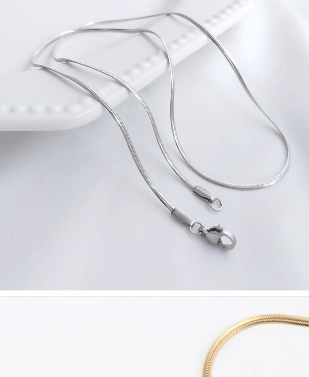 Snake Chain Women Necklace Choker Stainless Steel Herringbone Gold Color Chain Necklace for Women Jewelry Gift