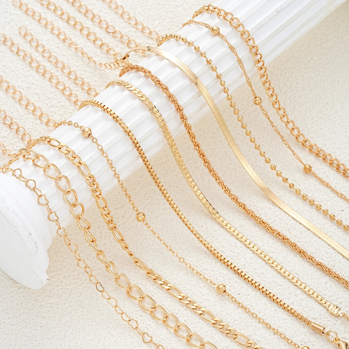 11 Pcs Simple Punk Gold Color Bracelet