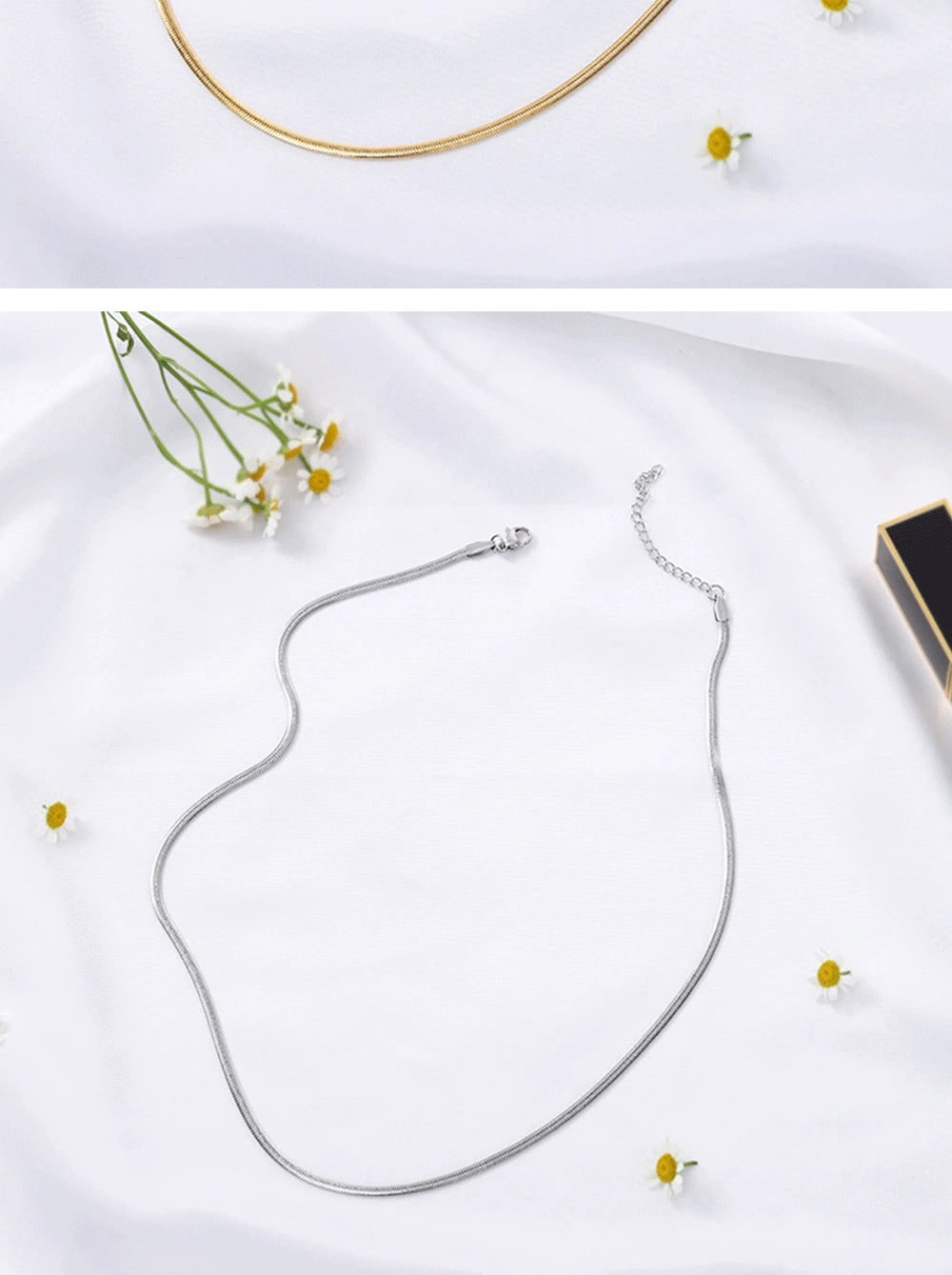 Snake Chain Women Necklace Choker Stainless Steel Herringbone Gold Color Chain Necklace for Women Jewelry Gift